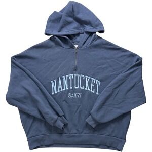 Social Scene Nantucket Quarter Zip Hoodie Women's Dusk Blue Size M